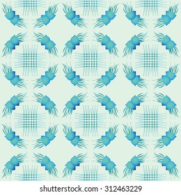 Seamless vector pattern with seashells. Vector illustration. Watercolor background.  Blue sea abstract pattern