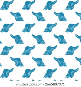 Seamless Vector Pattern with Seashells. Minimalist Marine Vector Background