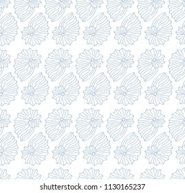 Seamless vector pattern with seashells on white background. Can be used for graphic design, textile design or web design