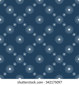 Seamless vector pattern. Seasonal winter symmetrical blue background with snowflakes 