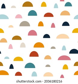 seamless vector pattern with semi circles arranged randomly on a white background