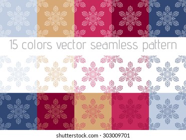 seamless vector pattern. set of 15 colors 