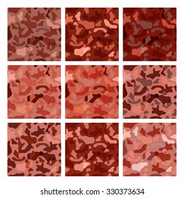 Seamless vector pattern set for military camouflage fabric.