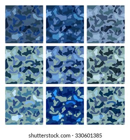 Seamless vector pattern set for military camouflage fabric.