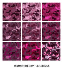 Seamless vector pattern set for military camouflage fabric.