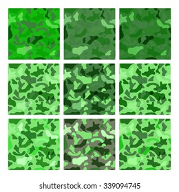 Seamless vector pattern set for military camouflage fabric.