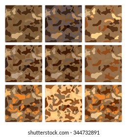 Seamless vector pattern set for military camouflage fabric.