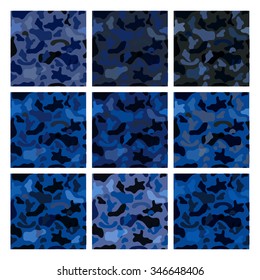 Seamless vector pattern set for military camouflage fabric.