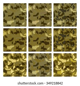 Seamless vector pattern set for military camouflage fabric.
