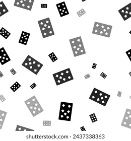 Seamless vector pattern with seven of spades playing cards, creating a creative monochrome background with rotated elements. Vector illustration on white background