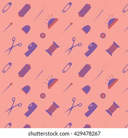 seamless vector pattern with sewing elements