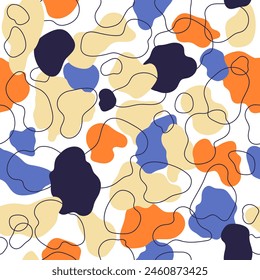 Seamless vector pattern shapes and spots. Paper design, cover, fabric print.