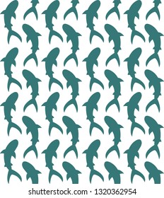 Seamless vector pattern with sharks