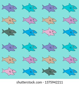 seamless vector pattern with sharks