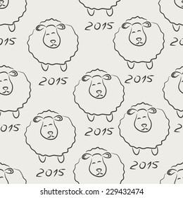 Seamless vector pattern with Sheep sketch 2015