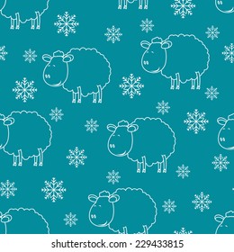 Seamless vector pattern with Sheep sketch 2015