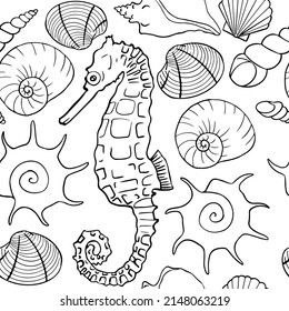 Seamless vector pattern with shells