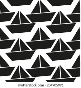 Seamless vector pattern with ships, boats on white