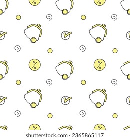 Seamless vector pattern of shopping, wallet.
Isolated on white background