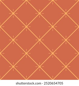 Seamless vector pattern showcasing geometric diamond shapes on an orange background. Suitable for wallpapers, packaging, and textiles.
