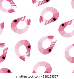 Seamless vector pattern with shrimps for wrapping, kraft, cards, textile, print