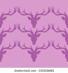 Seamless vector pattern. Silhouette of a Deer with Zebra stripes. Graphic element for design. Can be used for wallpaper, textile, invitation card, wrapping, web page background.