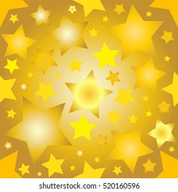 Seamless vector pattern. Simple Abstract design. Little cute geometric golden and yellow stars. Festive, bright design