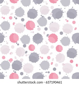 Seamless vector pattern. Simple Abstract design. Little cute shape: ink blot, drops in bright festive colors. Confetti design, perfect for cards, wallpaper, fabric, cotton and more