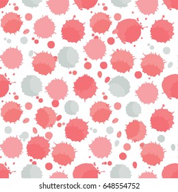 Seamless vector pattern. Simple Abstract design. Little cute shape: ink blot, drops in bright festive colors. Confetti design, perfect for cards, wallpaper, fabric, cotton and more