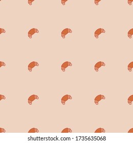 Seamless vector pattern with simple croissant icon. Food pattern illustration for poster, banner, fabric.