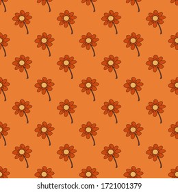 Seamless vector pattern with simple cute flowers. Beautiful floral background for design, print on textile or paper.