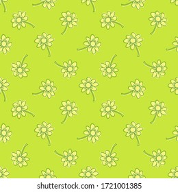 Seamless vector pattern with simple cute flowers. Beautiful floral background for design, print on textile or paper.