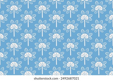 Seamless vector pattern with simple floral ornament. Monochrome delicate print for textiles, fabrics, wallpaper, paper, surfaces.