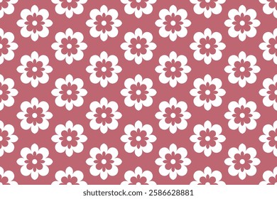 Seamless vector pattern with simple geometric floral ornament. Decorative vintage design for textile, fabric, wallpaper, wrapping paper and other surfaces.