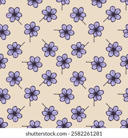 Seamless vector pattern with simple hand drawn flowers. Decorative floral design for textile, fabric, wallpaper, wrapping paper and other surfaces.