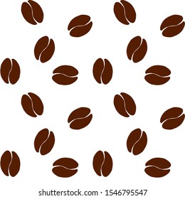 Seamless vector pattern, simple illustration brown coffee beans