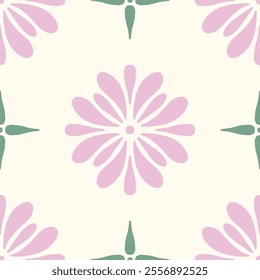 Seamless Vector Pattern with Simple Mandala Flower Motif textile, scrapbook, packaging