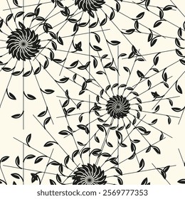 Seamless vector pattern of simple mandalas. Black and white oriental ornament. This template can be used for textiles, cushions, shawl, wallpaper.