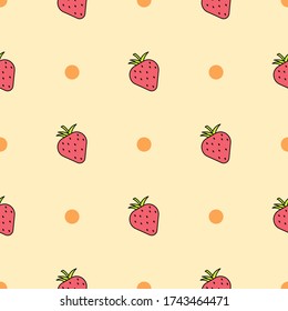 Seamless vector pattern with simple strawberry icon. Food pattern illustration for poster, banner, fabric.