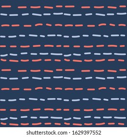 Seamless vector pattern in simple style on dark blue.