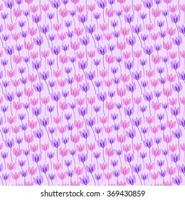 Seamless vector pattern with simple stylized summer flowers tulips