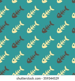 Seamless vector pattern skeleton fish