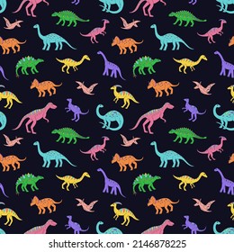 Seamless vector pattern with sketch of dinosaurs. Decoration print for wrapping, wallpaper, fabric. Seamless vector texture. 