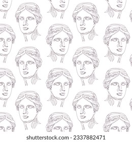 Seamless vector pattern. Sketch for a Greek sculpture of Venus de Milo.