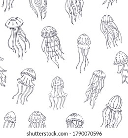 Zentangle Stylized Jellyfish Isolated On White Stock Vector (Royalty ...