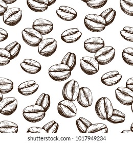 seamless vector pattern with sketched coffee beans