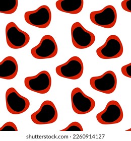 Seamless vector pattern skin of snow Jaguar, modern shape black and red on white background.