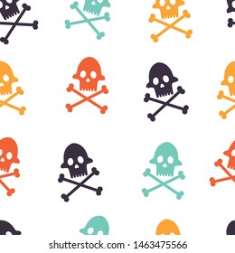 seamless vector pattern of skulls with bones