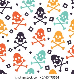 seamless vector pattern of skulls with bones