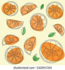 seamless vector pattern with sliced oranges background poster